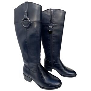 NEW Alfani Women’s Navy Leather Knee High Boots Size 7.5 Fashion Comfort Classic